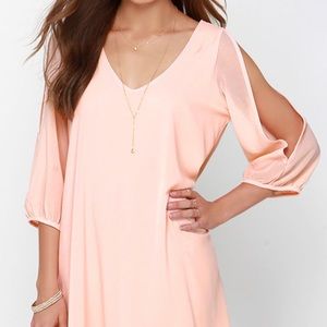 Lulus Shifting Peach Long Sleeve Dress - Medium - Worn once
